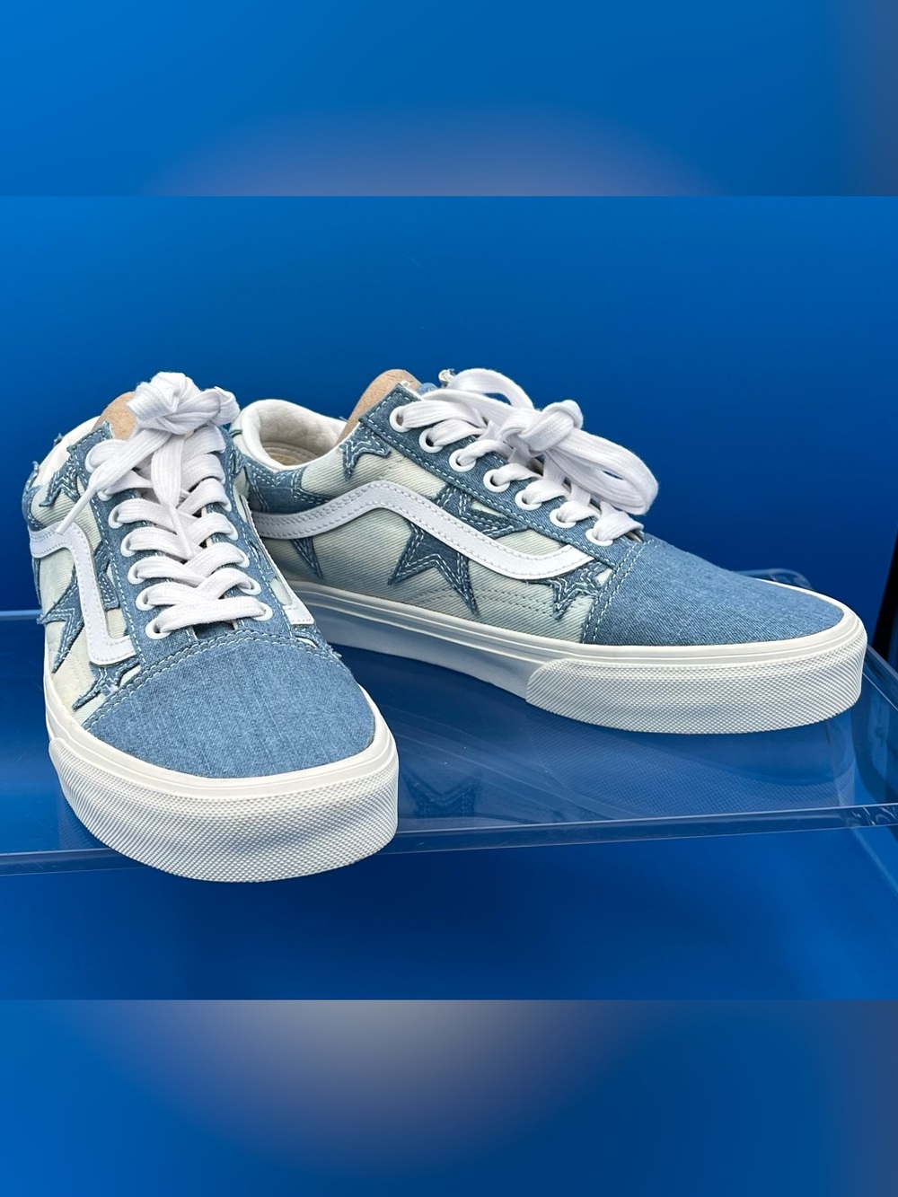 Vans Old Skool Starry Night Denim Sneakers, Women’s 9, Men’s 7.5, NWOB